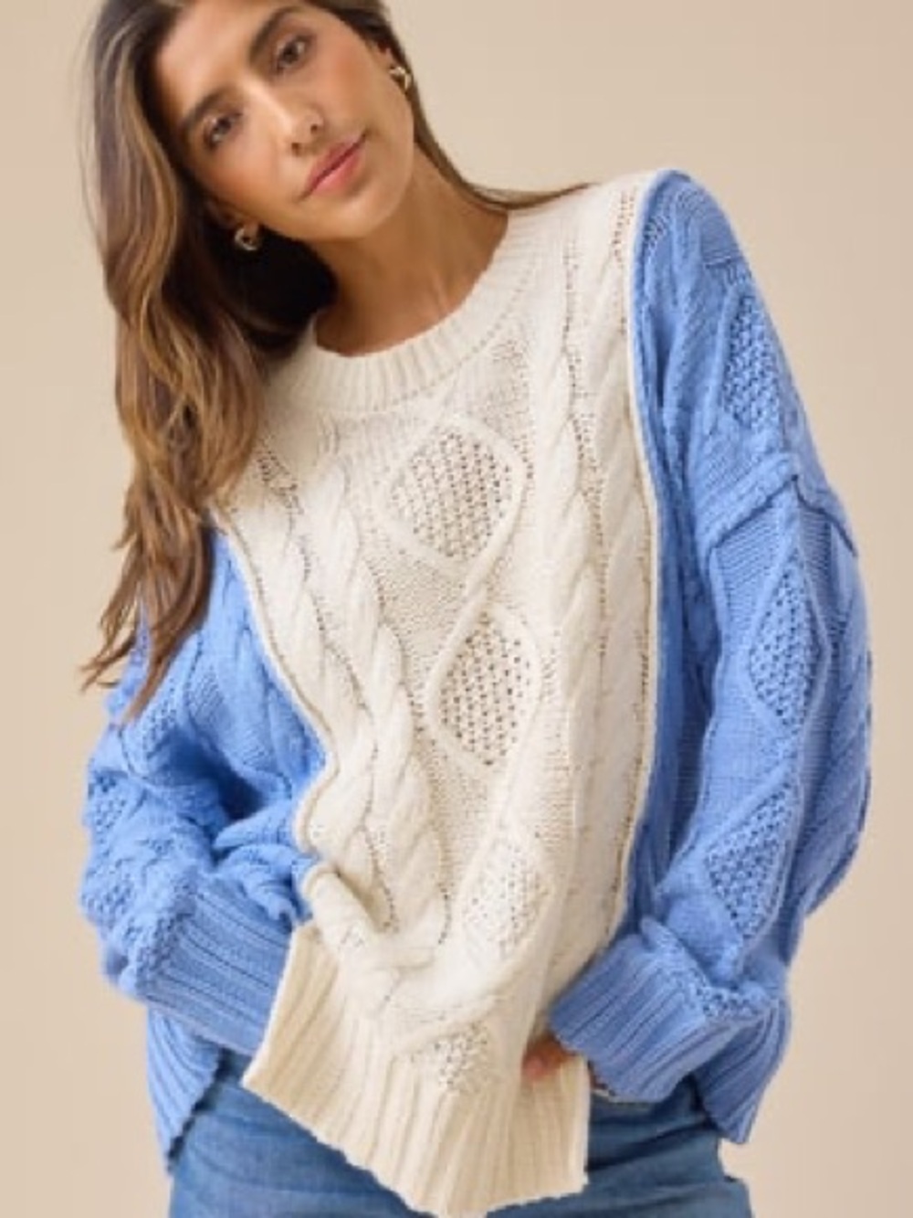 Altar’d State Colorblock Cable-Knit Sweater